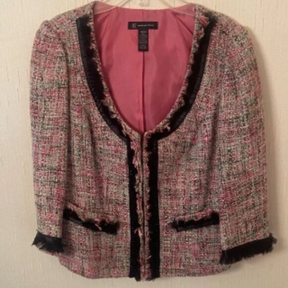 INC International Concepts Pink and Black Tweed Blazer - Picture 1 of 6